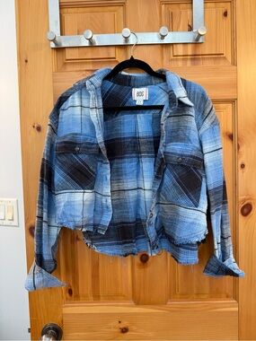 BDG Light and Dark Blue Plaid Flannel Shirt
